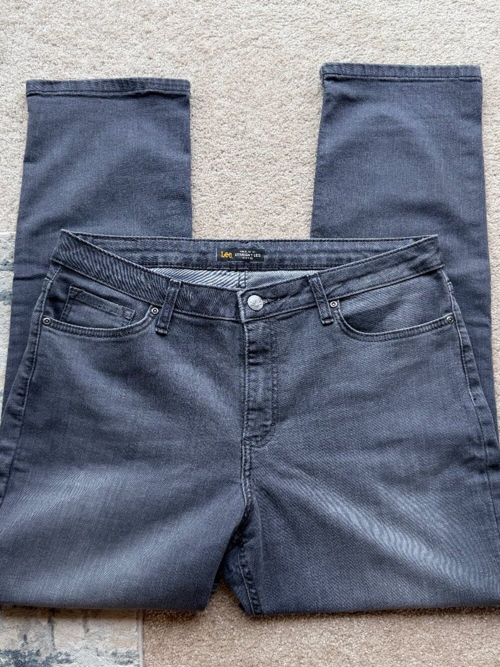Lee Women's Straight-leg Stretch Denim Jeans Gray - Size 14